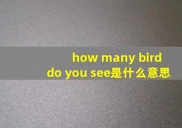 how many bird do you see是什么意思